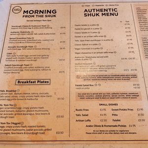 Menu as of Nov 23 at Yafo in Bristol