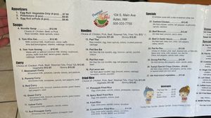 Menu  at Tuanjai Thai Noodle in Aztec