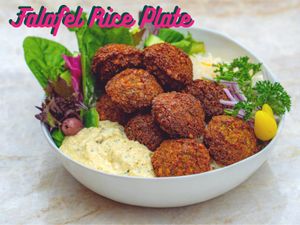 Saffron Basmati Rice, Falafel, and your choice of 2 sides and 2 dressings. at ZOOD in Newport Beach