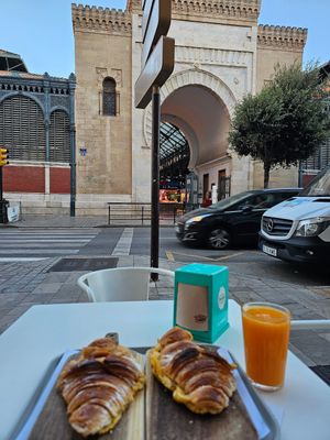 Strawberry jam and apple cinnamon filled croissants, right across the Ataranzas market at O Melhor Croissant da Minha Rua   in Malaga