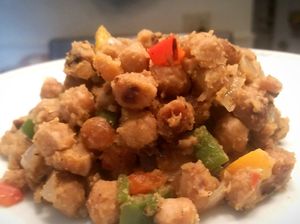 Chickpea Hash ~
Chickpeas sauteed with onions, peppers, and spices. at aneeD for Vegan in Norfolk