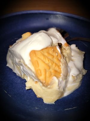 Banana Pudding ~
Chef-made vanilla pudding, ripe bananas, vegan whipped cream, and shortbread cookies! at aneeD for Vegan in Norfolk