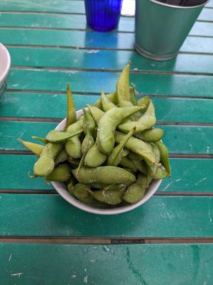 Salted edamame at Yatta Vegan in Warsaw