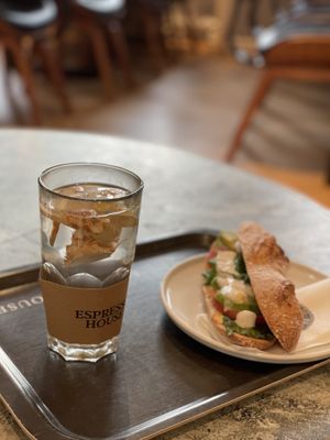 Fresh ginger tea and avocado baguette - Espresso House, Lüneburg  at Espresso House in Lueneburg