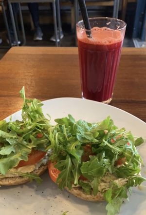 Bagel and juice   at Bagel Coffee Culture in Berlin