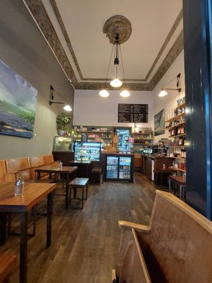 Interior, room for about 15 people. More seats outside if weather is fine at Bagel Coffee Culture in Berlin