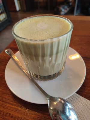 oat matcha latte at Bagel Coffee Culture in Berlin