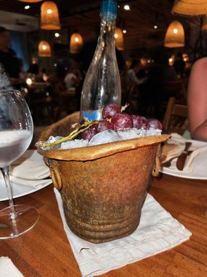 Complimentary still or sparkling water with grapes  at Taboo in Cancun