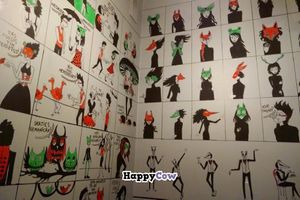 art in the restroom at Taka in Riga