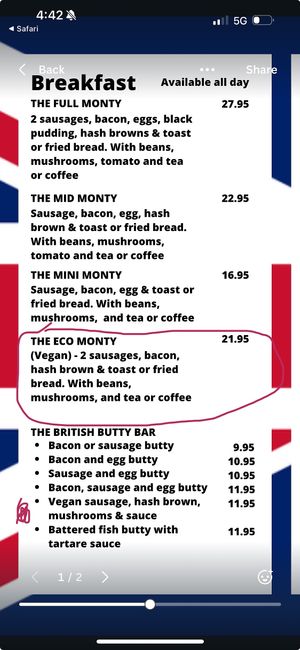 Vegan big Brekky!  at Bit Of Britain in Upper Coomera