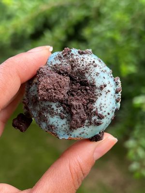 The Cookie Monster mini donut 🥹  at Monster Baby Donuts - Pop up in Columbus