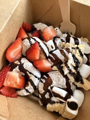 Mini donuts - 1/2 Vampire Bites, 1/2 S’mores. Yum!   at Monster Baby Donuts - Pop up in Columbus