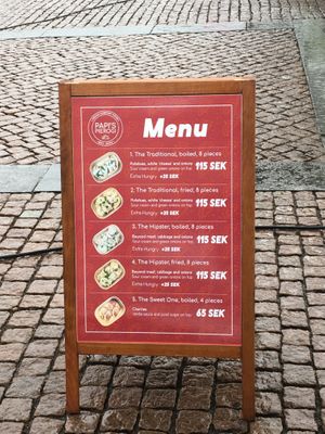 The short but very sweet and comforting menue!  at Papi's Pierogi in Gothenburg
