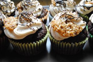 Chocolate cupcakes with peanut cream. at Vega in Wroclaw