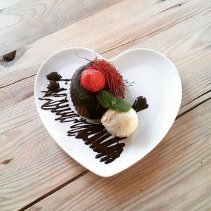 Chocolate foundant with icecream. at Vega in Wroclaw