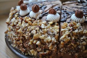 Nutty cake with cream and nuts. at Vega in Wroclaw