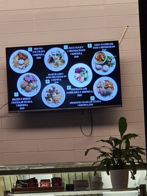 Menu screen at Vega in Wroclaw