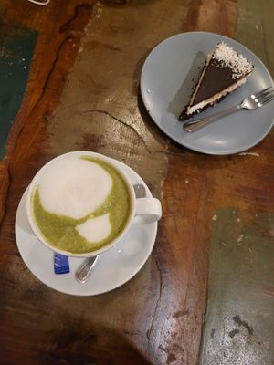 Matcha and cake at Vega in Wroclaw
