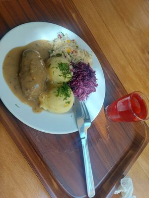 Zraz z kaszy, z ziemniakami i surówkami + kompot. at Vega in Wroclaw