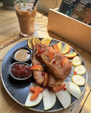 Vegan French toast  at Vega in Wroclaw