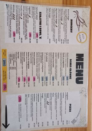 Menu at Vega in Wroclaw