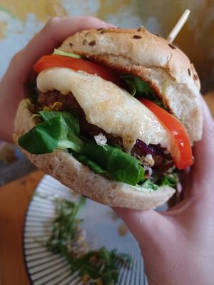 Burger close up🩷 at Vega in Wroclaw