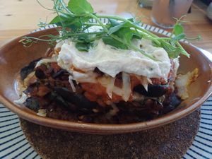 Melanzane a'la bolognese with spinach at Vega in Wroclaw