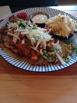 "Placek po wegańsku" - potato pancakes 2nd option at Vega in Wroclaw