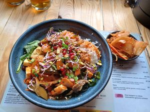 Bibimbap (with kimchi on a side) at Vega in Wroclaw