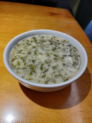 Delicious Sorrel soup 10/10, it made me smile while eating - ground floor at Vega in Wroclaw