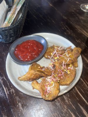 fried oyster mushrooms   at Vega in Wroclaw