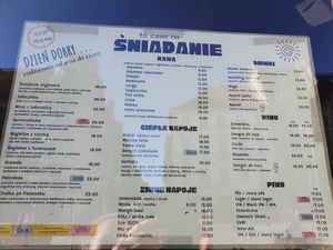 Menu at Vega in Wroclaw