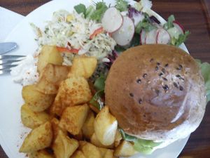 beet hamburger at Vega in Wroclaw
