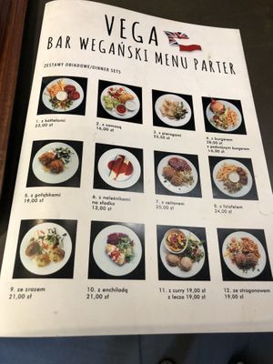 Menu  at Vega in Wroclaw