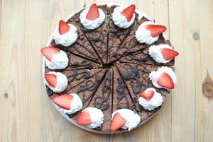 Rawfood cake with chocolate millet mousse and nutty base. Gluten Free. at Vega in Wroclaw