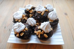 Chocolate muffins with coconut and peanuts. at Vega in Wroclaw