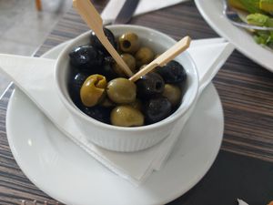Mixed olives at Café Papillon in Oxted