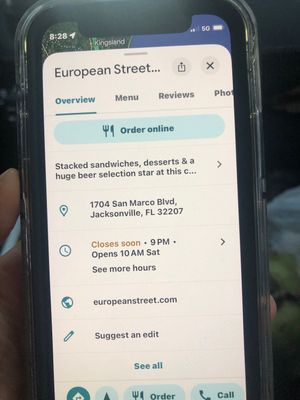 Location   at European Street in Jacksonville