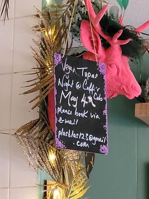 Vegan Tapas Night Sign at Caffi'r Cob in Mold
