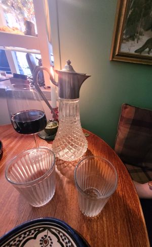 Vegan Red Wine and Water at Caffi'r Cob in Mold