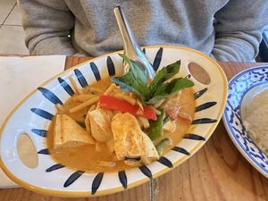 Red curry with tofu  at Pochana in Astoria