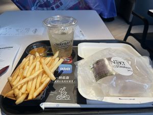 NEXT meat rice burger, which was served in a plastic bag and obviously just microwaved to heat it upp  at Wayback Burger in Tokyo