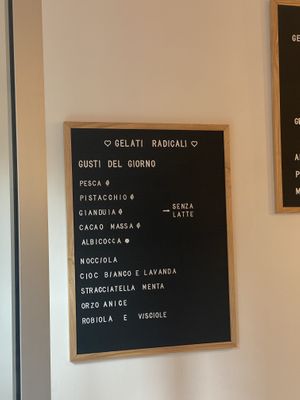 menu  at Gelati Radicali in Ancona