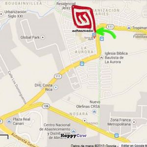 This is our location on the route 111 (Heredia - Real cariari).  La Aurora de Heredia, 25m al norte de la torre de agua de la ESPH.  If you have a GPS reader try to find us by using these coordinates:  (9.991500,-84.149100) at Metromercados in Heredia