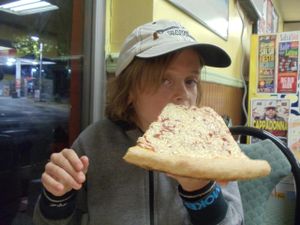 Kids loved the plain cheese pizza!! at Pizza Aroma in Ithaca