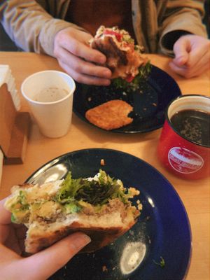 Couldn't wait to dig in until after taking a photo, oops :) at Trenary Toast Cafe in Marquette