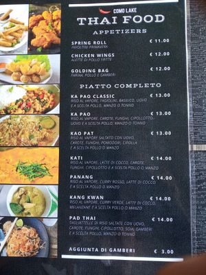 menu main at Thai Food in Morbegno