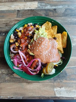 Vegan bowl 🥣 😋 at Moe‘s Taco - Storms Pakhus in Odense