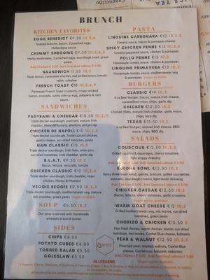 Menu at Honeypot Coffee House in Donegal
