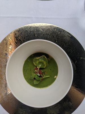 Tomato Tortellino with Basil Broth at Studio Gauthier in London